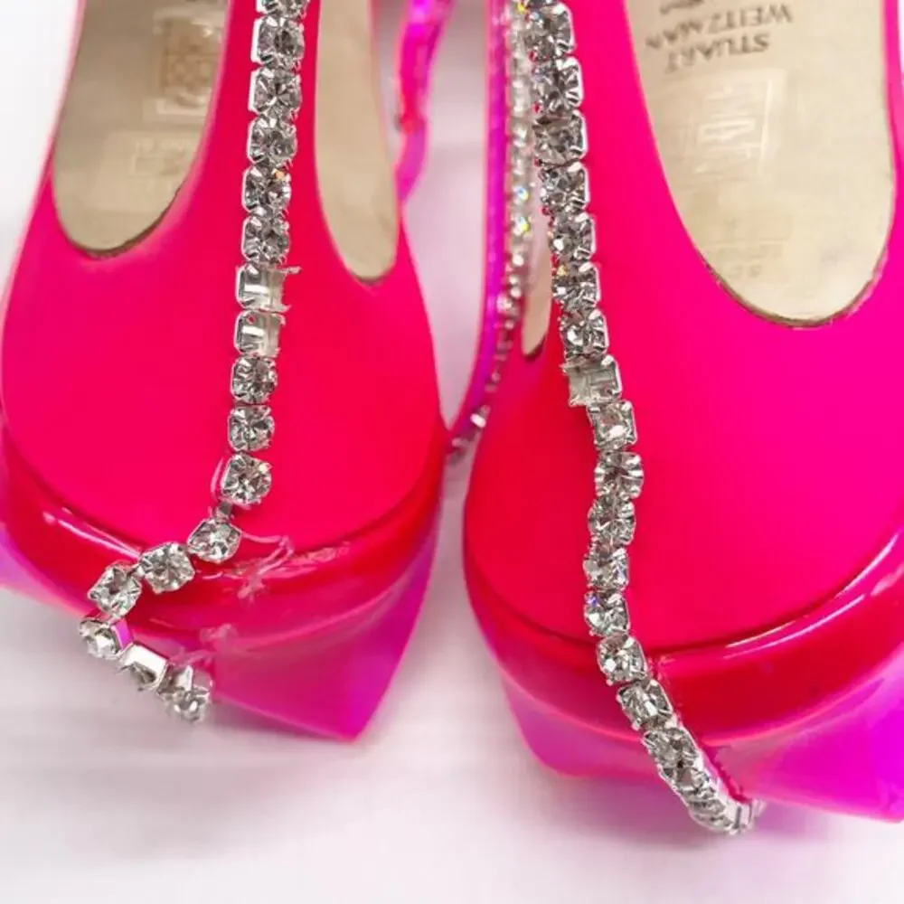 Stuart Weitzman Women's‎ Nudistglam 100 Sandals Neon Pink Size 9